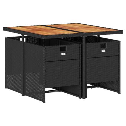 Градински трапезен комплект възглавници 5 части черен полиратан