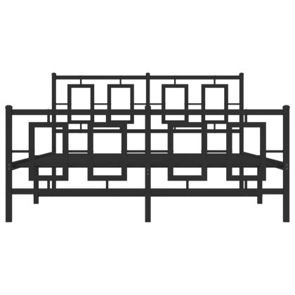 Метална рамка за легло с горна и долна табла, черна, 135x190 см
