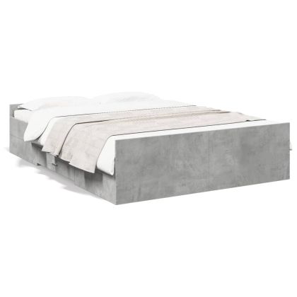 Рамка за легло с чекмеджета, бетонно сива, 140x190 см