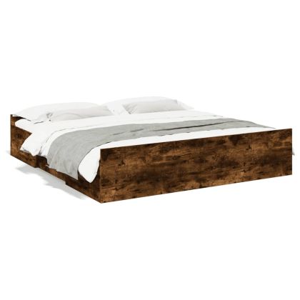 Рамка за легло с чекмедже опушен дъб 180x200 см инженерно дърво