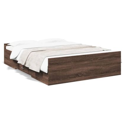 Рамка за легло с чекмедже кафяв дъб 120x190 см инженерно дърво