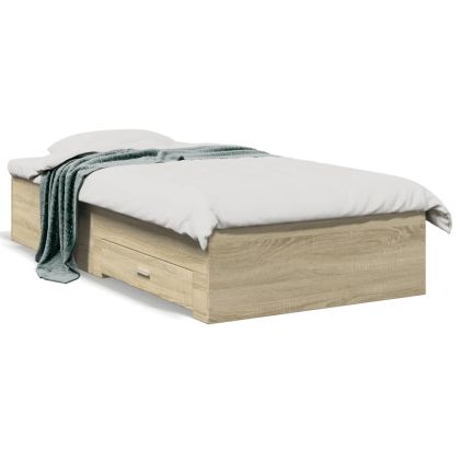 Рамка за легло с чекмедже дъб сонома 90x190 см инженерно дърво