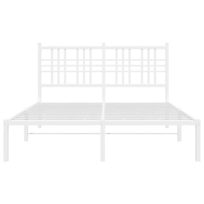 Метална рамка за легло с горна табла, бяла, 120x190 см