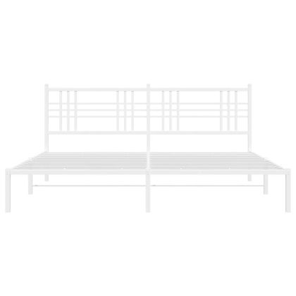 Метална рамка за легло с горна табла, черна, 193x203 см