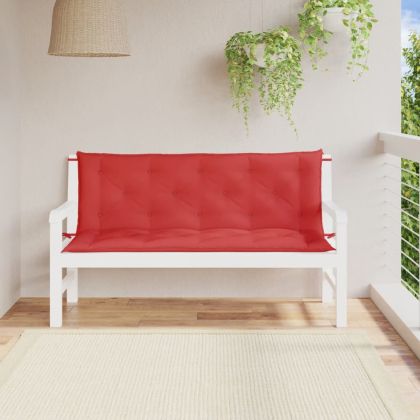 Възглавници за градински пейки 2 бр червено 150x50x7 см плат