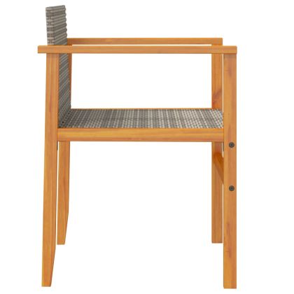 Градински столове, 2 бр, сиви, полиратан и дърво масив