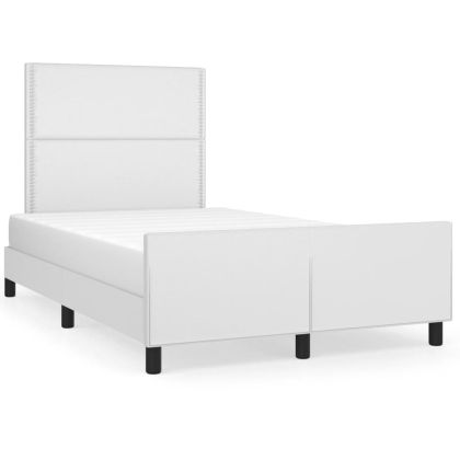 Рамка за легло с табла, бяла, 120x190 см, изкуствена кожа