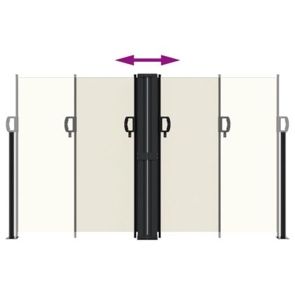 Прибираща се странична тента, кремава, 140x1000 см