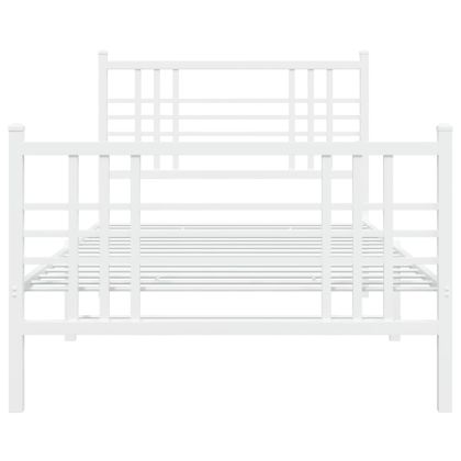 Метална рамка за легло с горна и долна табла, бяла, 107x203 см