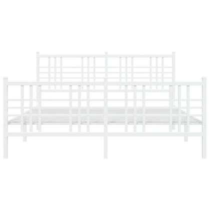 Метална рамка за легло с горна и долна табла, бяла, 150x200 см