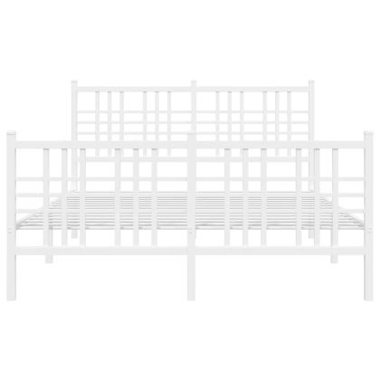 Метална рамка за легло с горна и долна табла, бяла, 140x190 см