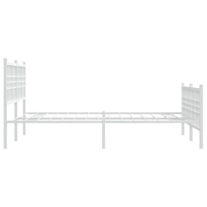 Метална рамка за легло с горна и долна табла, бяла, 140x190 см