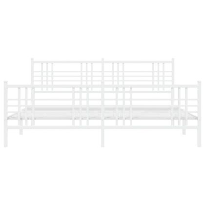 Метална рамка за легло с горна и долна табла, бяла, 200x200 см