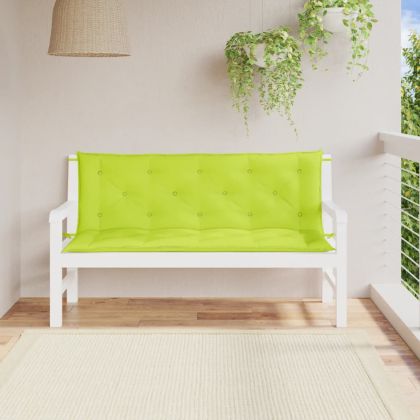 Възглавници за градински пейки 2 бр Яркозелени 150x50x7 см плат