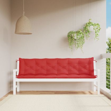 Възглавници за градински пейки 2 бр червено 200x50x7 см плат