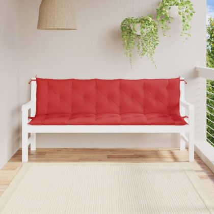 Възглавници за градински пейки 2 бр червено 180x50x7 см плат