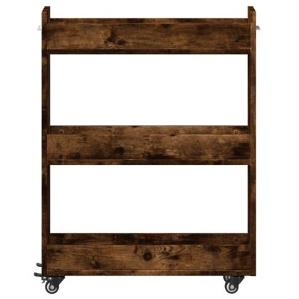 Шкаф с колелца, опушен дъб, 60x22x79 см, инженерно дърво