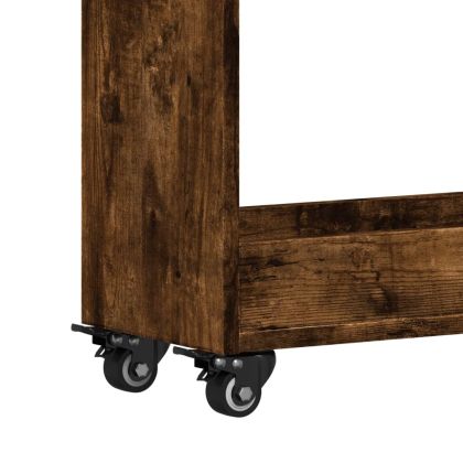 Шкаф с колелца, опушен дъб, 60x22x79 см, инженерно дърво