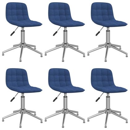 Въртящи се трапезни столове, 6 бр, сини, текстил