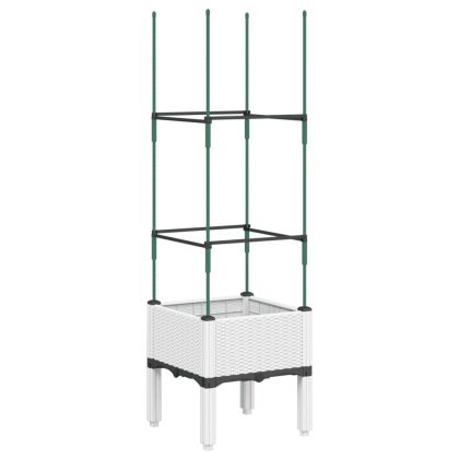 Градински сандък с пергола, бял, 40x40x142,5 см, PP