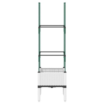 Градински сандък с пергола, бял, 40x40x142,5 см, PP