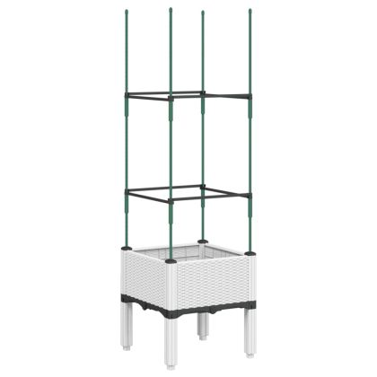 Градински сандък с пергола, бял, 40x40x142,5 см, PP