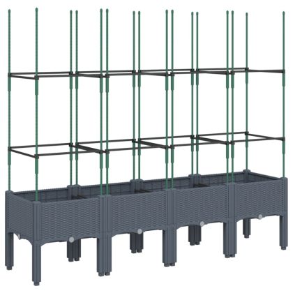 Градински сандък с пергола, синьо сив, 160x40x142,5 см, PP