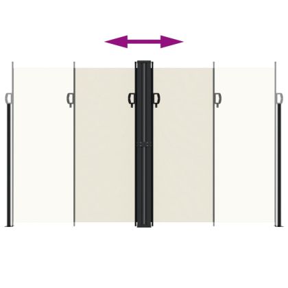 Прибираща се странична тента, кремава, 200x1000 см