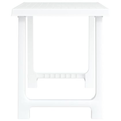 Маса за къмпинг, бяла, 79x56x64 см, PP, дървена визия