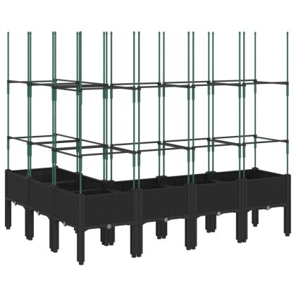 Градински сандък с пергола, черен, 160x120x142,5 см, PP