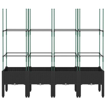 Градински сандък с пергола, черен, 160x40x142,5 см, PP