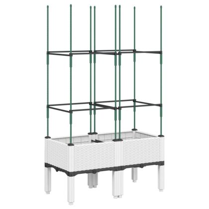 Градински сандък с пергола, бял, 80x40x142,5 см, PP