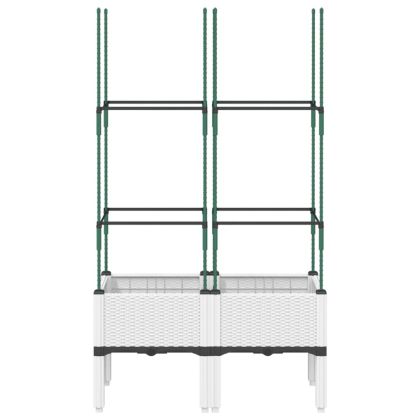 Градински сандък с пергола, бял, 80x40x142,5 см, PP