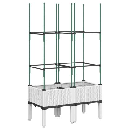 Градински сандък с пергола, бял, 80x40x142,5 см, PP