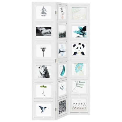 Разделител за стая, 3 панела, бял, дърво пауловния масив