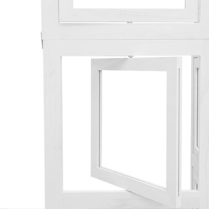 Разделител за стая, 3 панела, бял, дърво пауловния масив