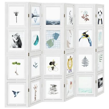 Разделител за стая, 6 панела, бял, дърво пауловния масив