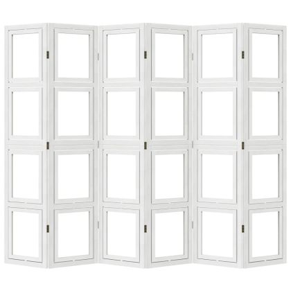 Разделител за стая, 6 панела, бял, дърво пауловния масив