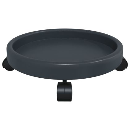 Поставки за цветя с колелца, 2 бр, сиви, диаметър 34 см, 35 кг