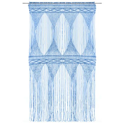 Завеса макраме, синя, 140x240 см, памук