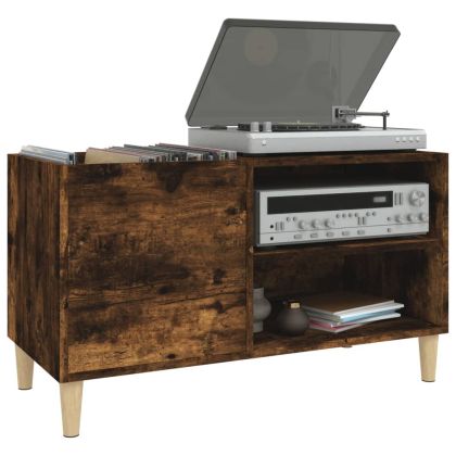 Шкаф за винилови плочи опушен дъб 84,5x38x48 см инженерно дърво