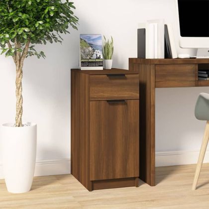 Шкаф за бюро, кафяв дъб, 33,5x50x75 см, инженерно дърво