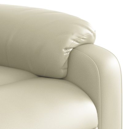 Изправящ масажен реклайнер стол, кремав, изкуствена кожа