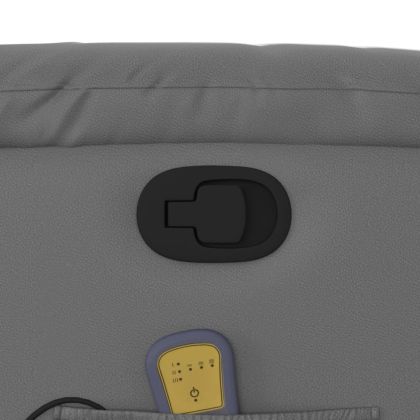 Изправящ масажен реклайнер стол, сива, изкуствена кожа