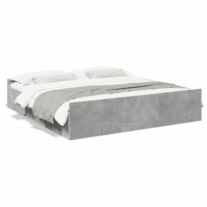 Рамка за легло с чекмеджета, бетонно сива, 180x200 см