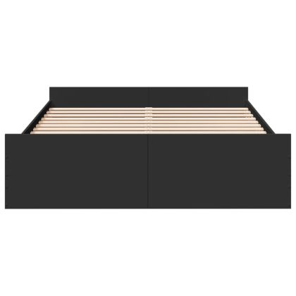 Рамка за легло с чекмеджета, черна, 160x200 см, инженерно дърво