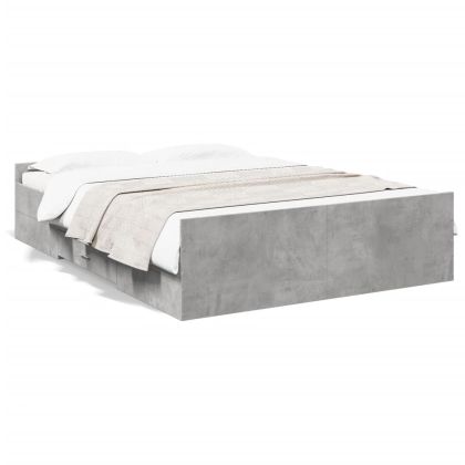 Рамка за легло с чекмеджета, бетонно сива, 120x190 см