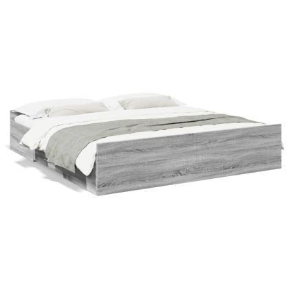 Рамка за легло с чекмедже сив сонома 100x200 см инженерно дърво