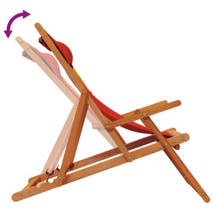 Сгъваеми плажни столове, 2 бр, червени, текстил