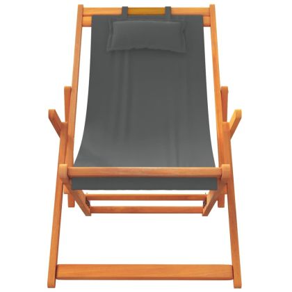 Сгъваеми плажни столове, 2 бр, сиви, текстил